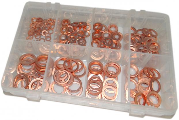 Metric Sizes Qty 240 Copper Washer Assortment Kit,GE-227 8 Types 